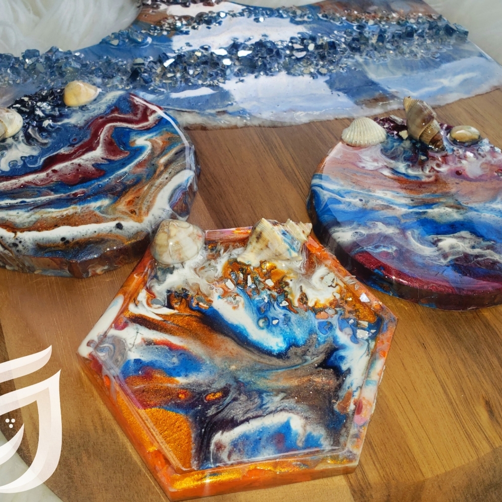 Handmade Ocean Collection Cutting board+Coasters - Picture 4 of 4